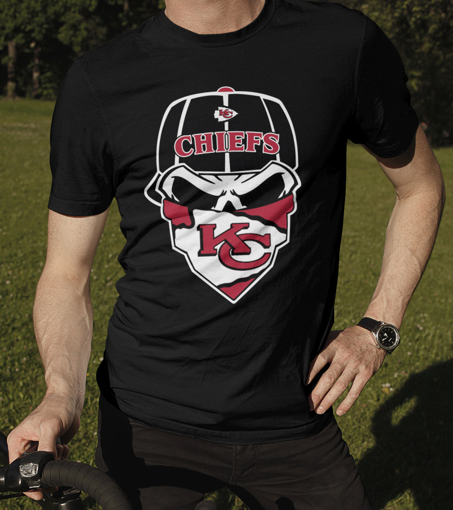 Kansas City Chiefs Kc Logo Skull Cap Bandana T-Shirt