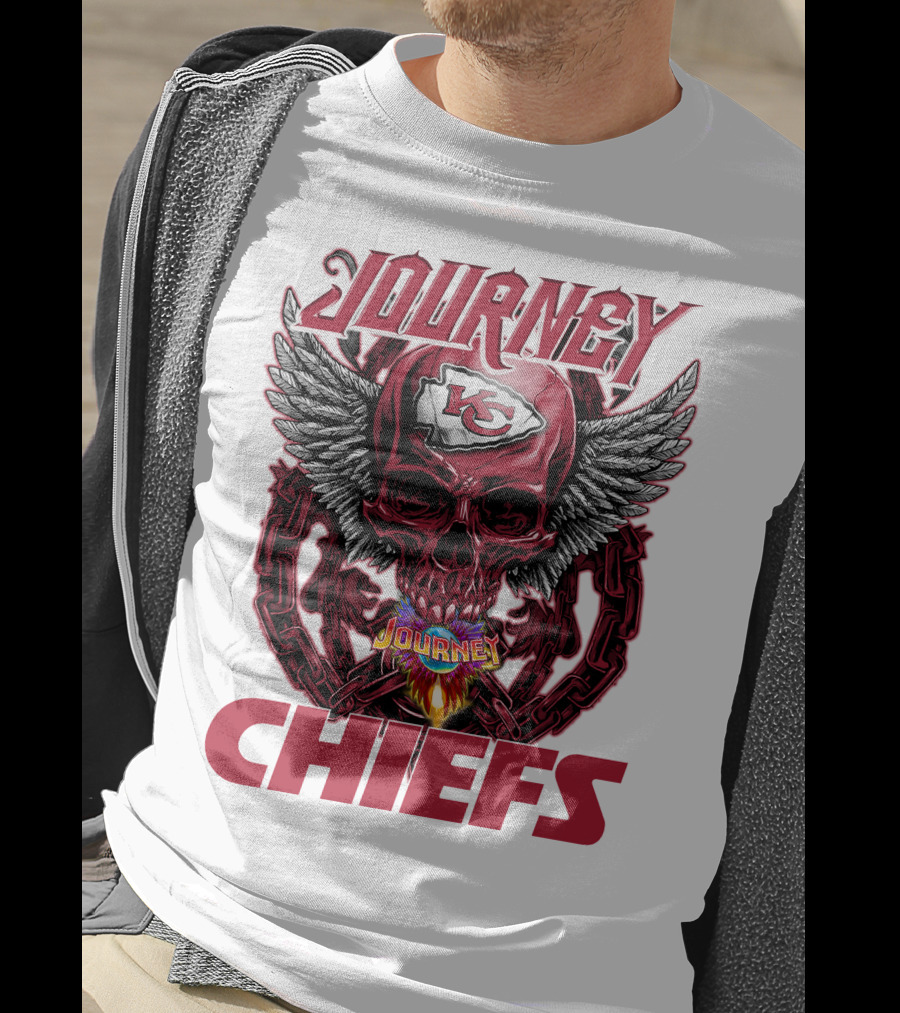 Journey Chiefs Kansas City KC Skull Wings Flame Chains T-Shirt