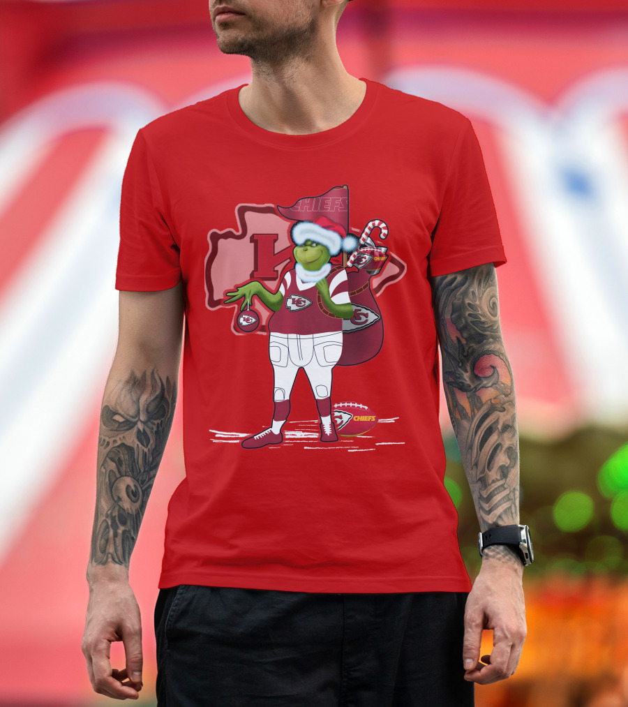 Grinchxmas Kansas City Chiefs Holiday Football Theme T-Shirt