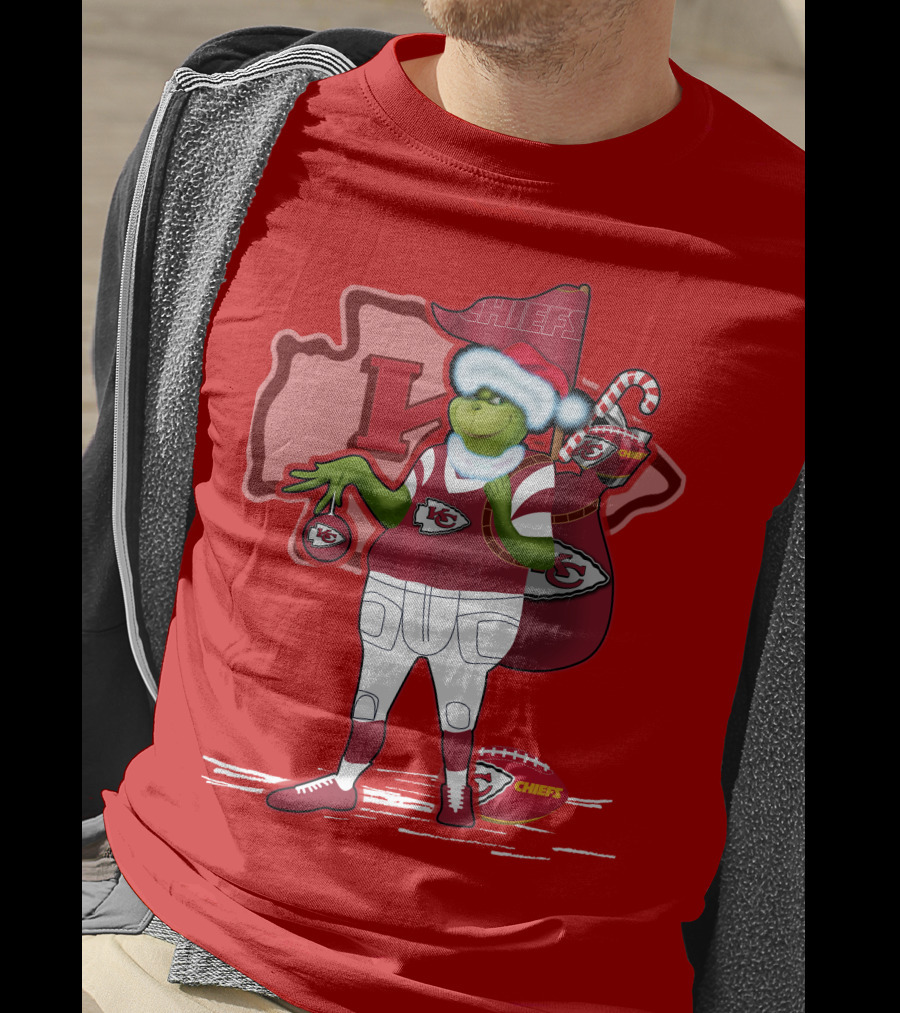 Grinchxmas Kansas City Chiefs Holiday Football Theme T-Shirt
