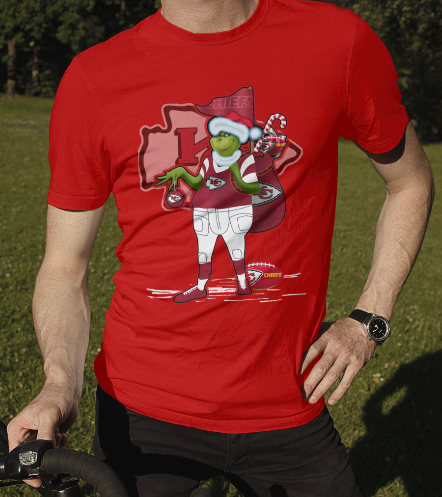 Grinchxmas Kansas City Chiefs Holiday Football Theme T-Shirt