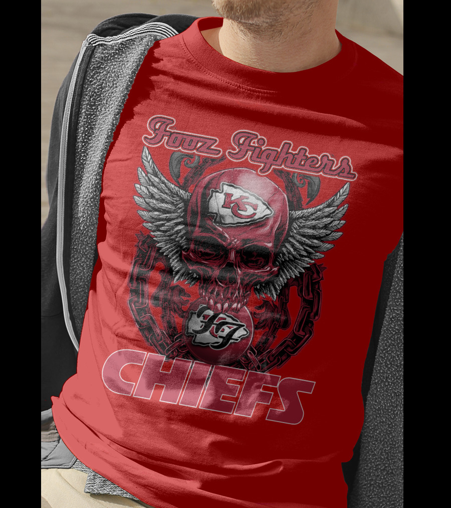 Foo Fighters Kansas City Chiefs Winged Skull T-Shirt