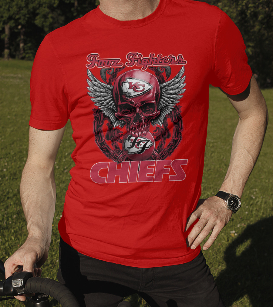 Foo Fighters Kansas City Chiefs Winged Skull T-Shirt