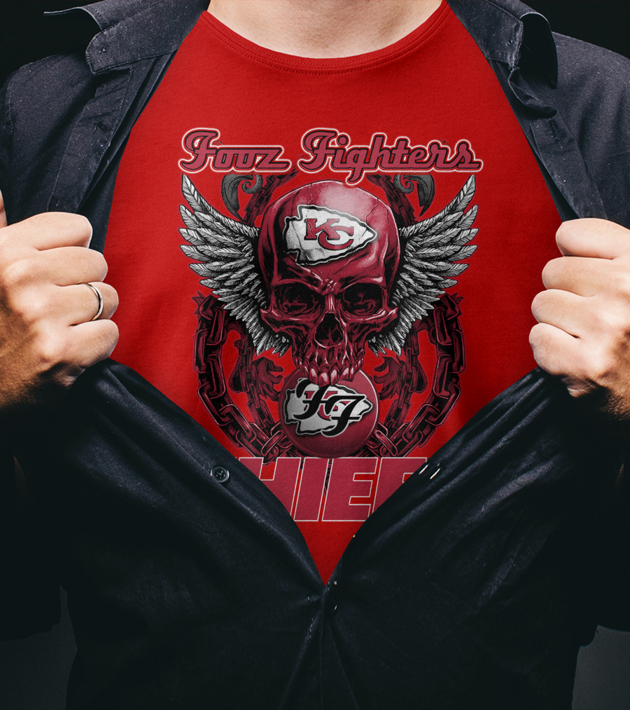 Foo Fighters Kansas City Chiefs Winged Skull T-Shirt