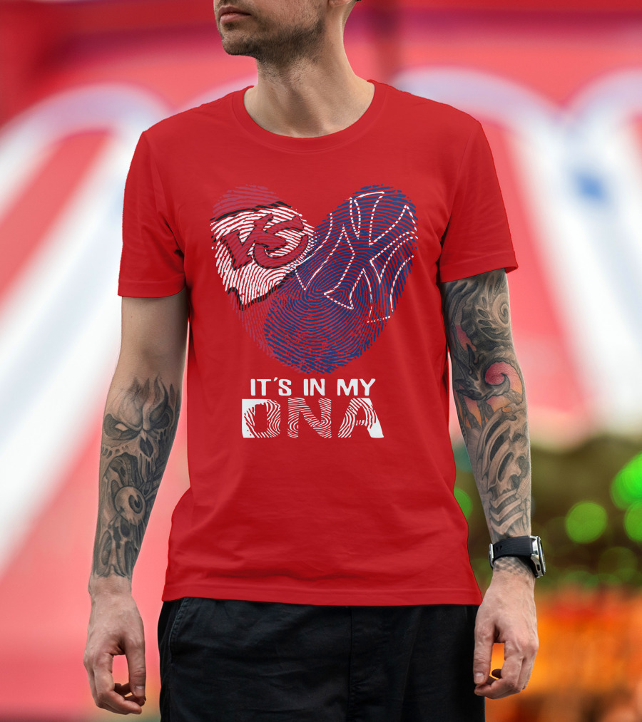 Kansas City Chiefs It's In My Dna Football Fingerprint Heart T-Shirt