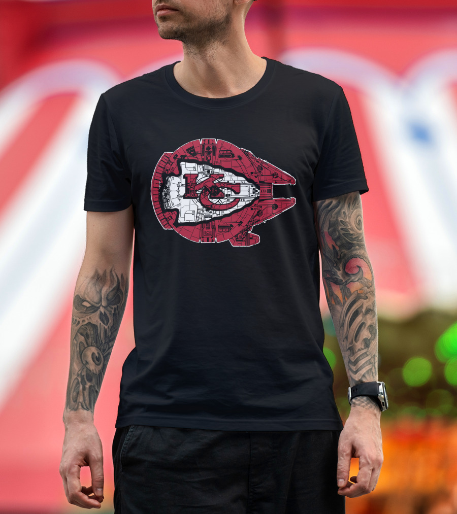 Kansas City Chiefs Star Wars Millennium Falcon 49 Logo Combo T-Shirt