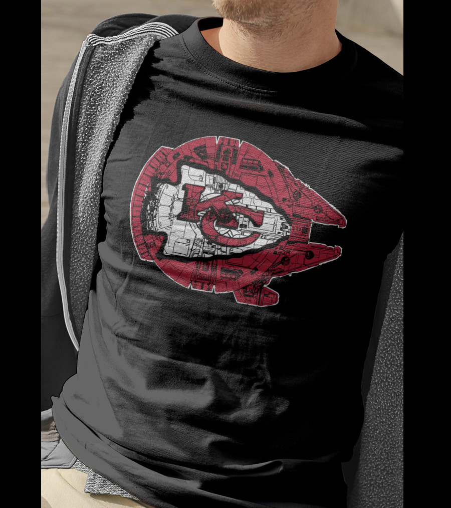 Kansas City Chiefs Star Wars Millennium Falcon 49 Logo Combo T-Shirt