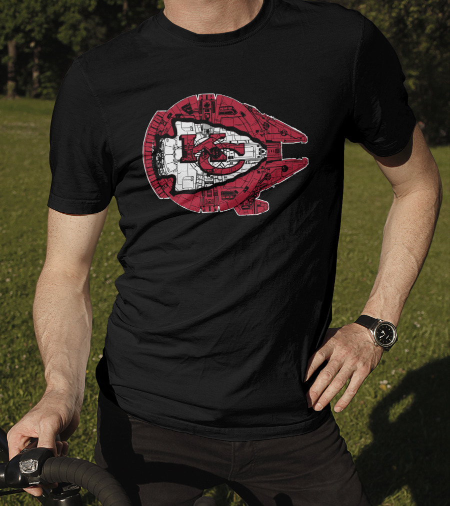 Kansas City Chiefs Star Wars Millennium Falcon 49 Logo Combo T-Shirt