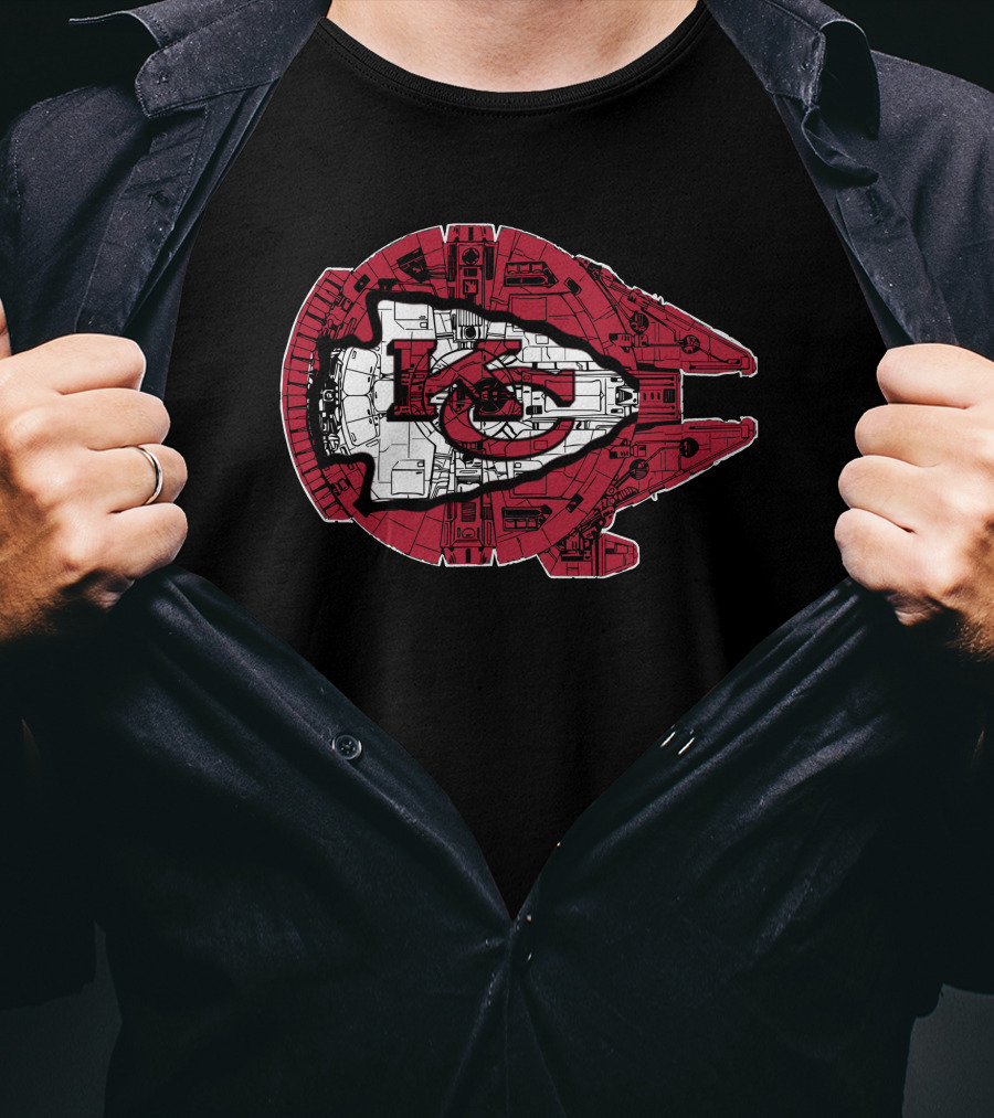 Kansas City Chiefs Star Wars Millennium Falcon 49 Logo Combo T-Shirt