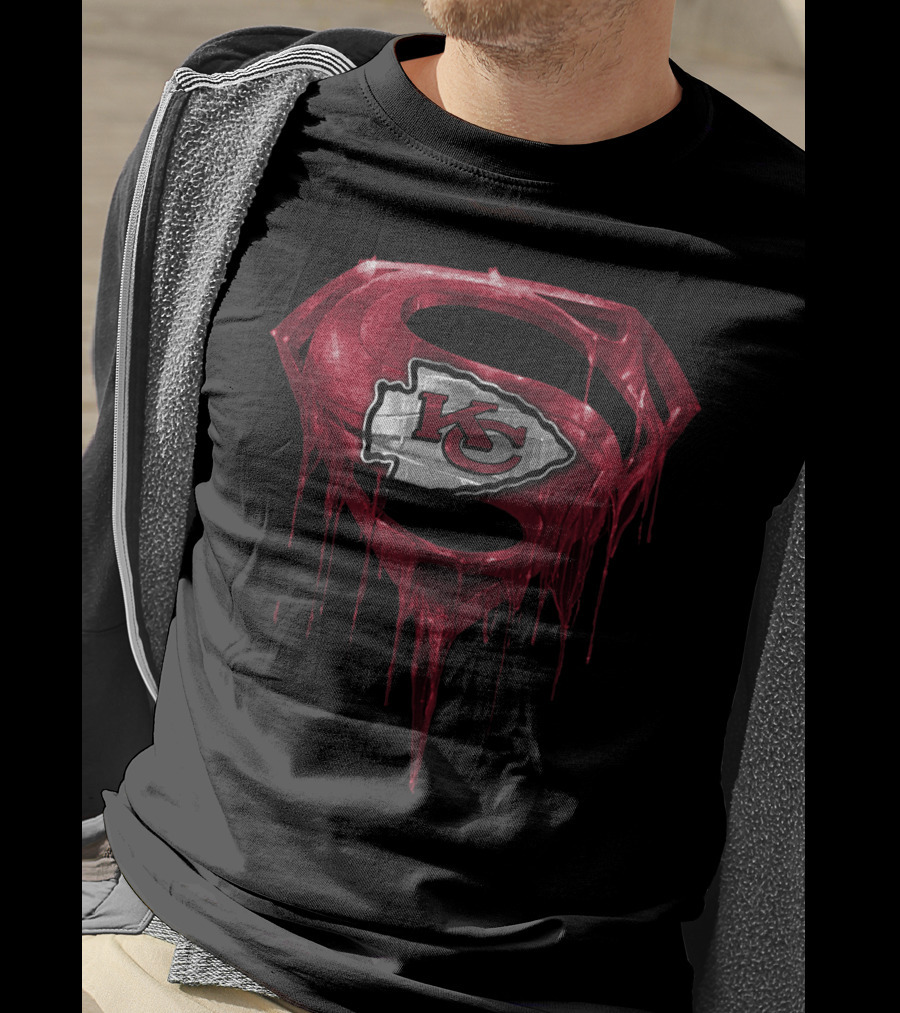 Spm Kansas City Chiefs Superman Logo Dripping Effect T-Shirt