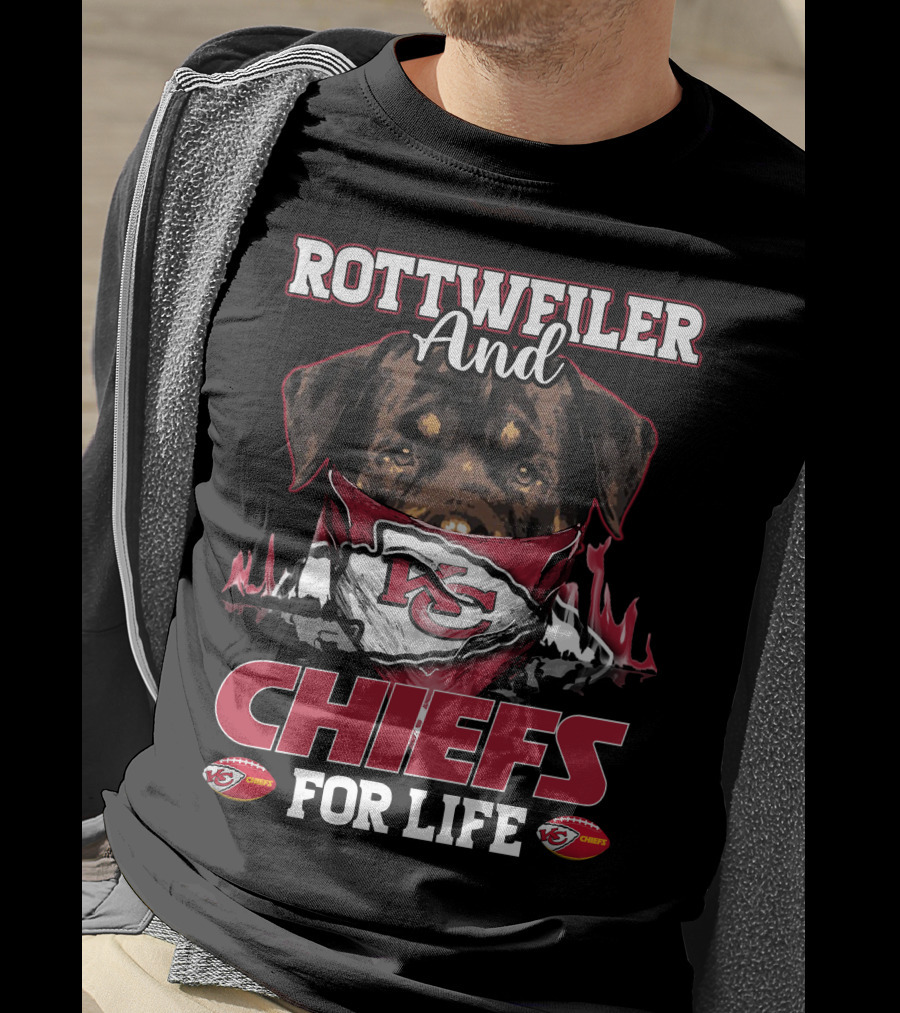 Rottweiler And Chiefs For Life Kansas City Chiefs T-Shirt
