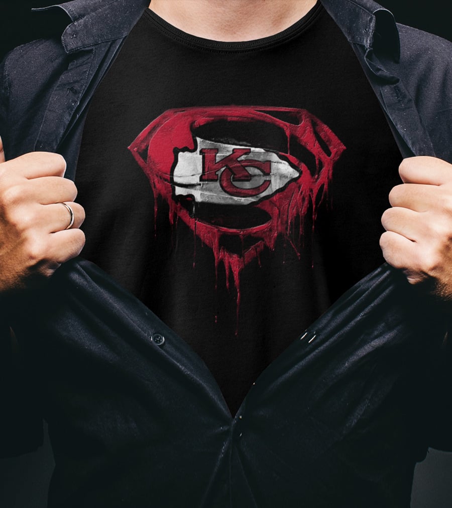 Kansas City Chiefs Kc Superman Logo Dripping Effect T-Shirt