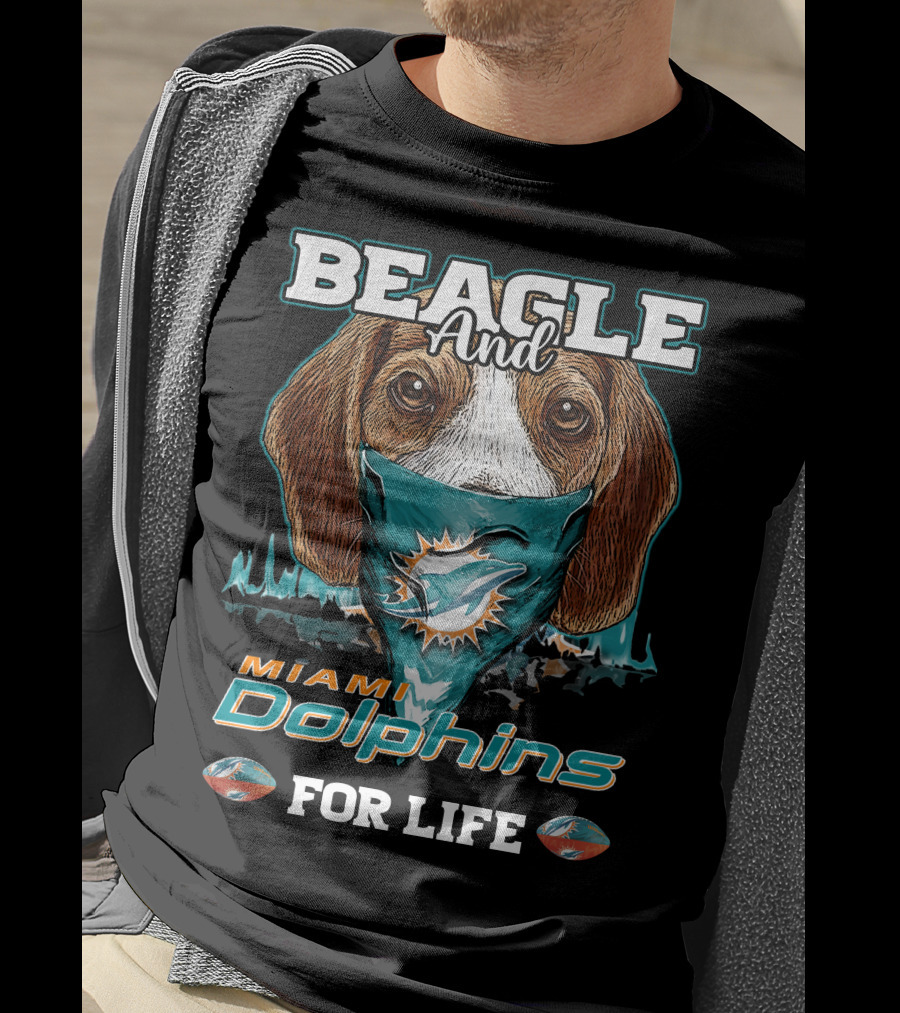 Beagle And Miami Dolphins For Life T-Shirt