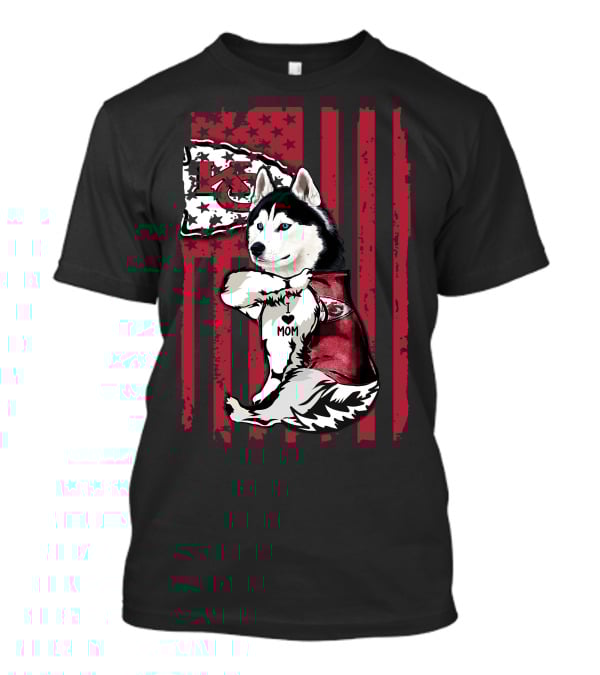 Siberian Husky Kansas City Chiefs Mom American Flag T-Shirt