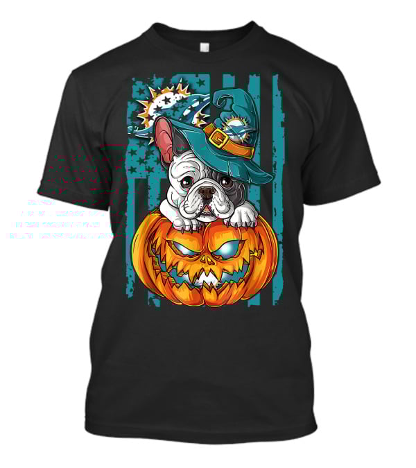 Hlw Bulldog Miami Dolphins Halloween Pumpkin T-Shirt