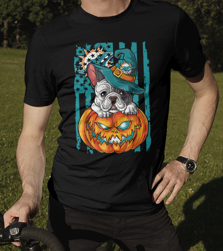 Hlw Bulldog Miami Dolphins Halloween Pumpkin T-Shirt