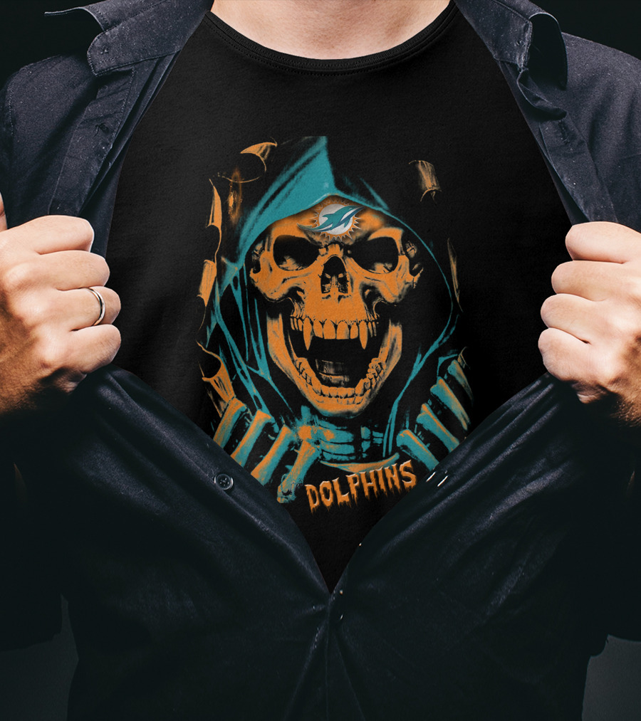 Miami Dolphins Skull Reaper Hoodie T-Shirt