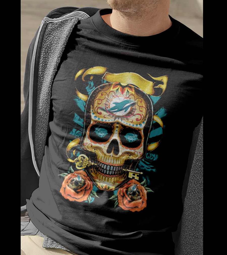 Miami Dolphins Sugar Skull T-Shirt