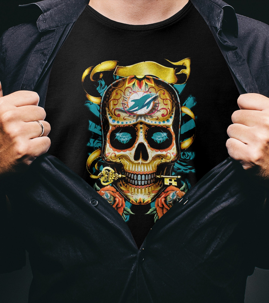Miami Dolphins Sugar Skull T-Shirt