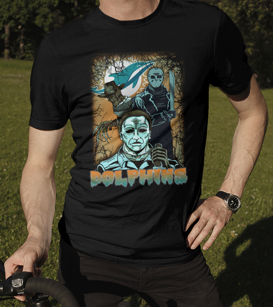 Miami Dolphins Horror Crossover Poster T-Shirt