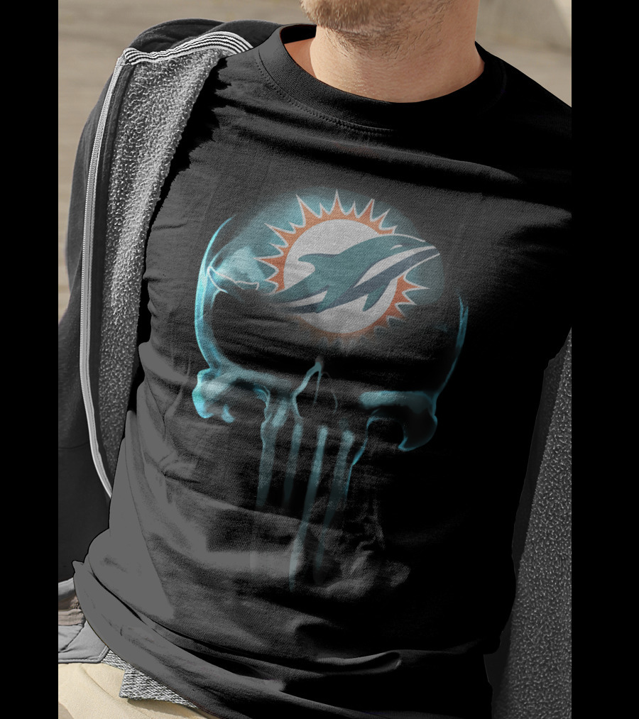 Miami Dolphins 30 Skull T-Shirt