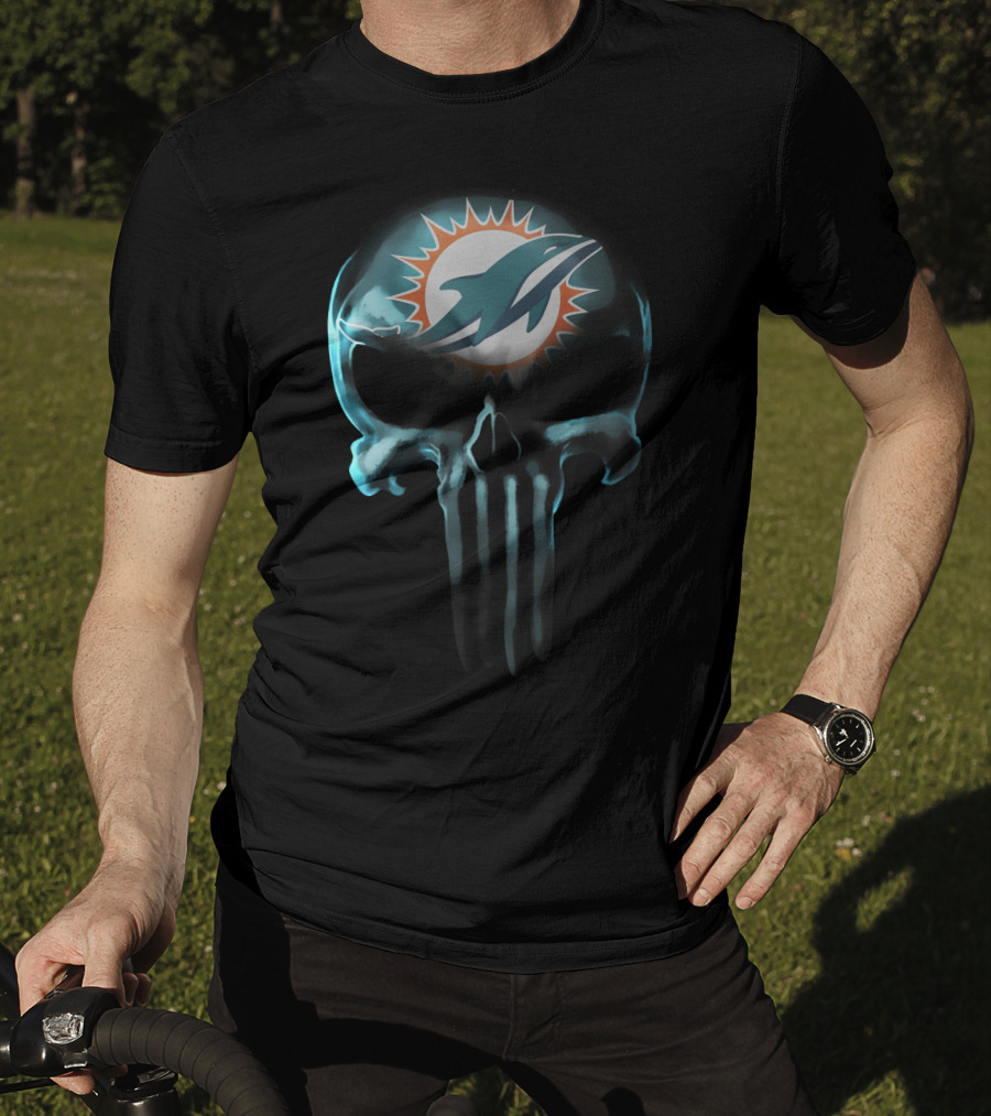 Miami Dolphins 30 Skull T-Shirt