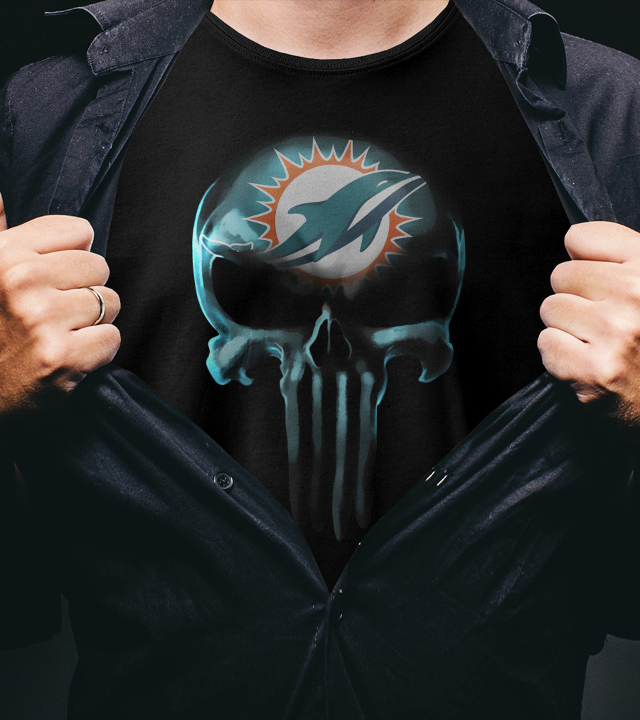 Miami Dolphins 30 Skull T-Shirt