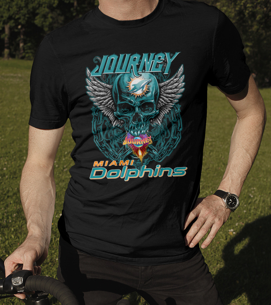 Journey Miami Dolphins Skull With Wings T-Shirt