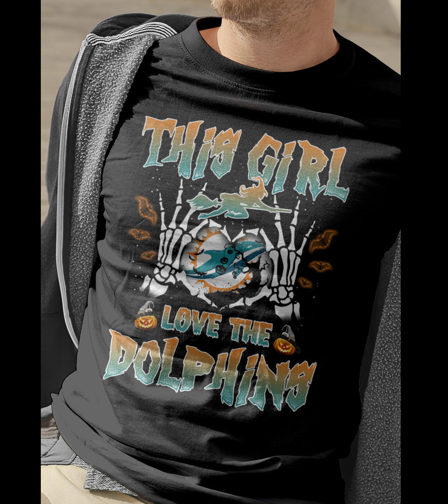 This Girl Love The Miami Dolphins Halloween Theme T-Shirt