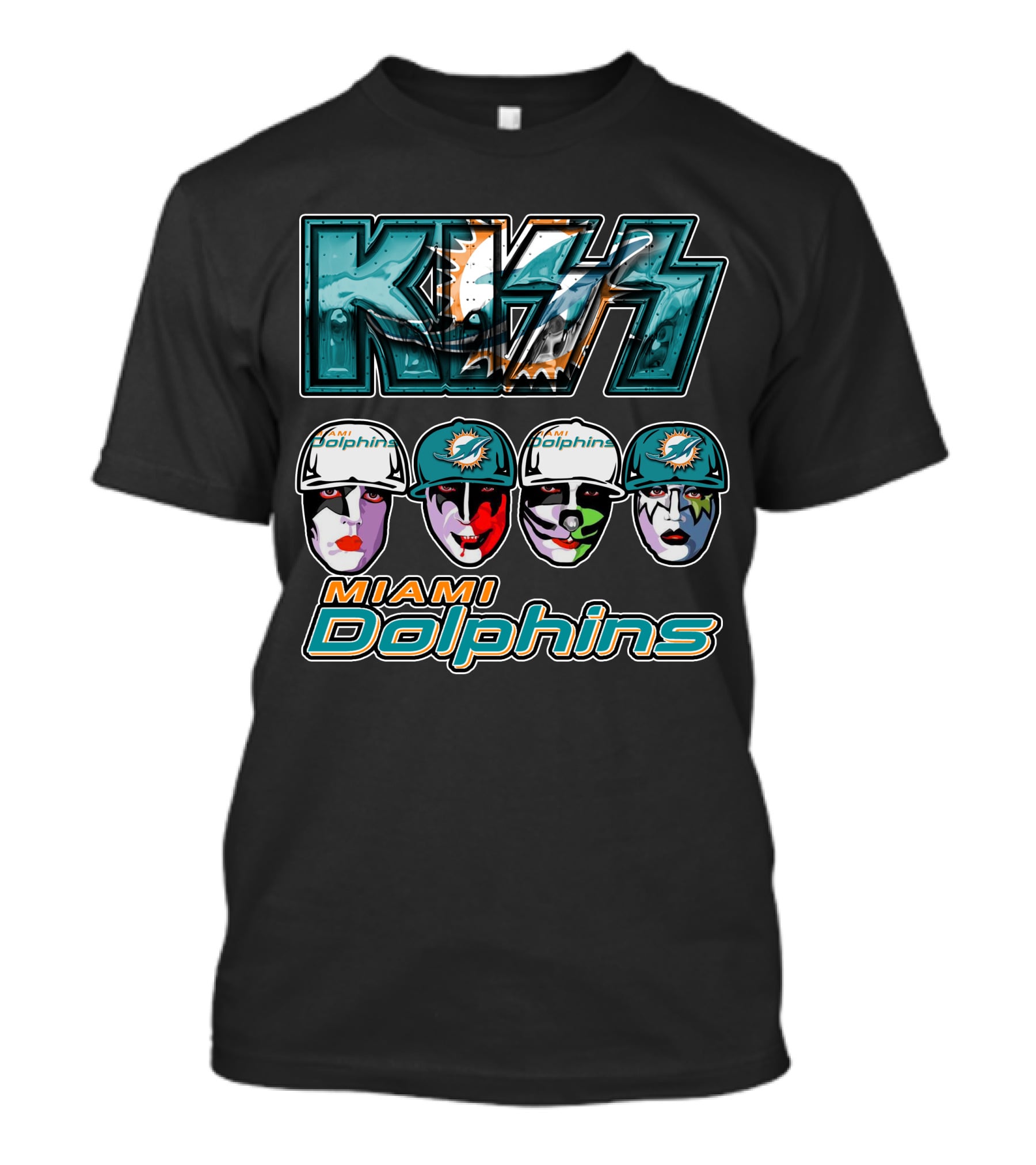 KISS Dolphins Faces Miami Football Fans T-Shirt