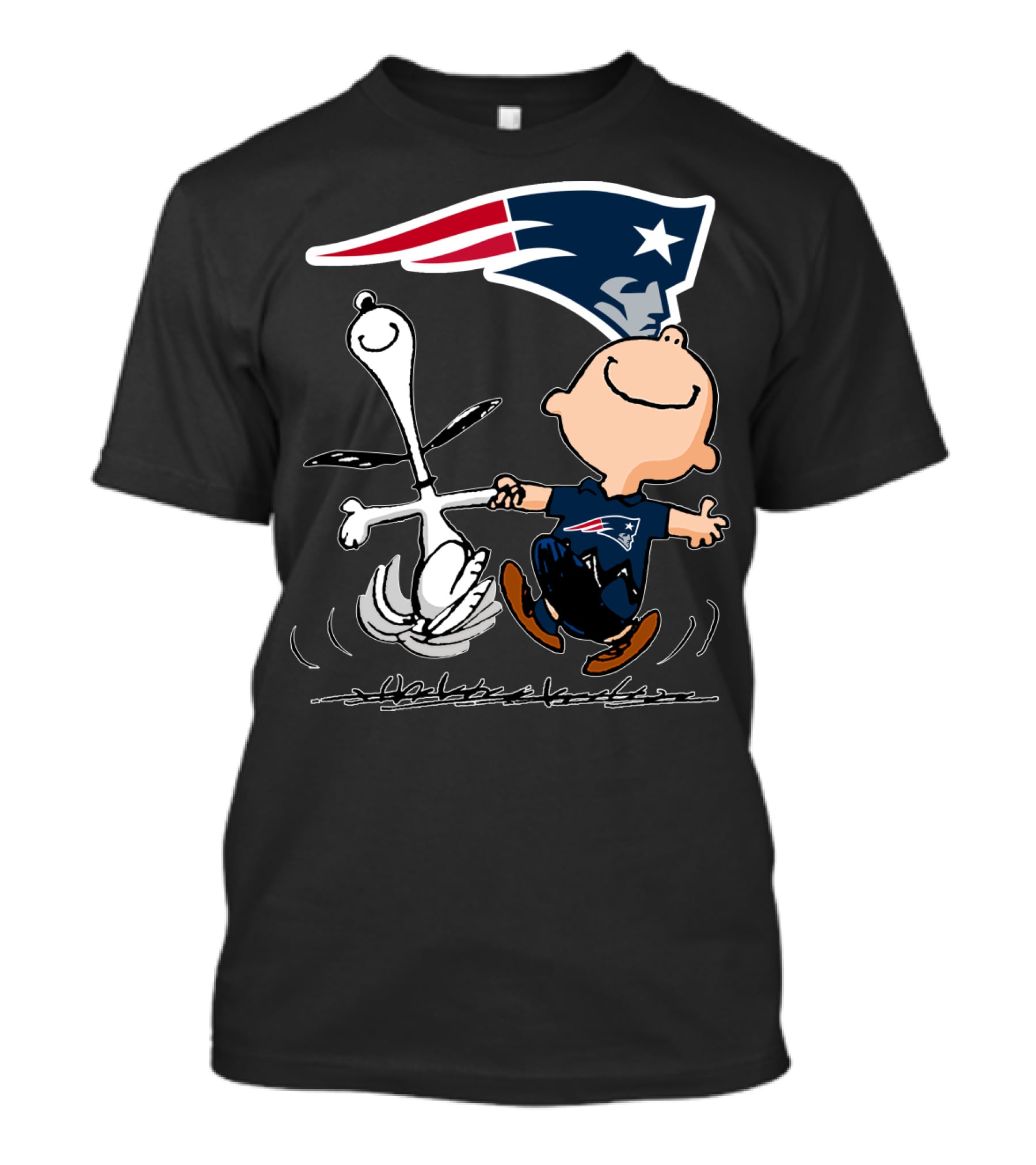 Snoopy And Charlie Brown Dancing With New England Patriots T-Shirt