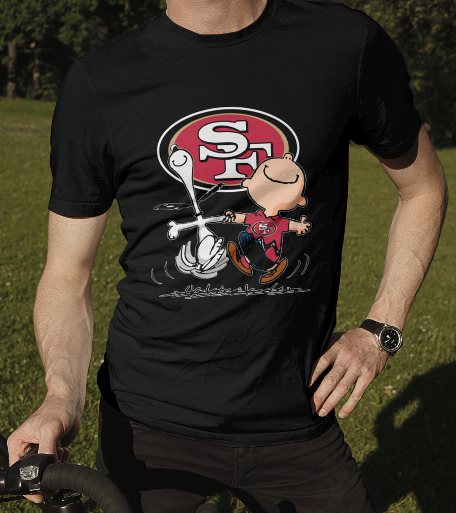 Snoopy And Charlie Brown Dancing With San Francisco 49ers SF T-Shirt