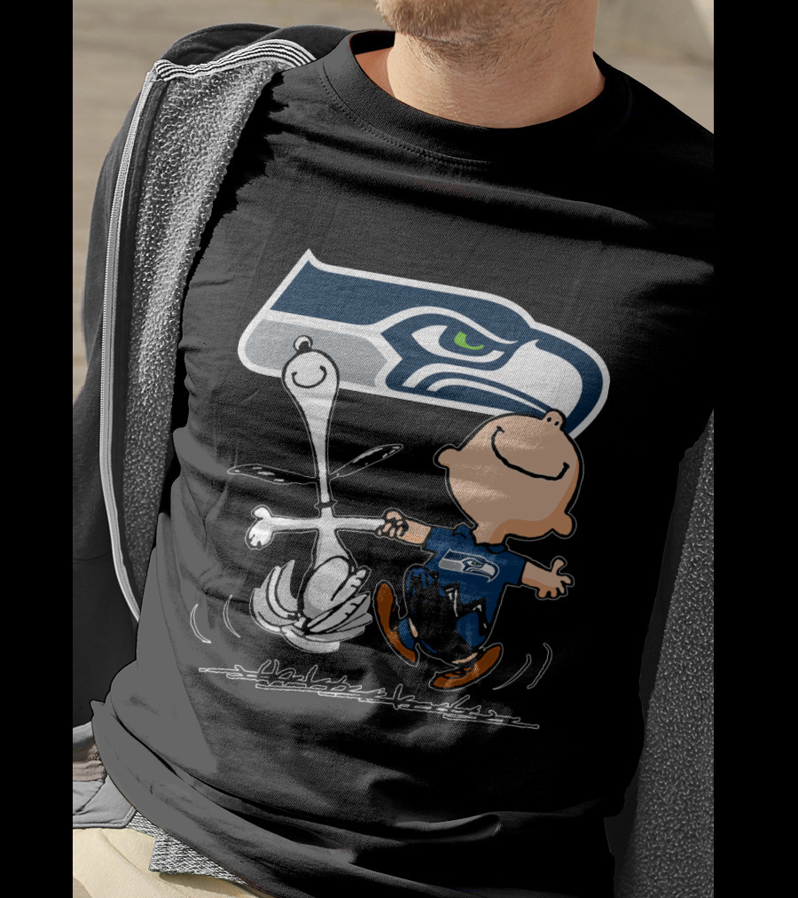 Snoopy Dance Seattle Seahawks Logo Charlie Brown T-Shirt
