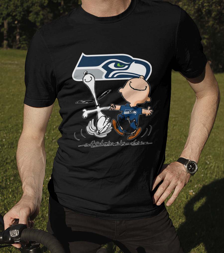 Snoopy Dance Seattle Seahawks Logo Charlie Brown T-Shirt