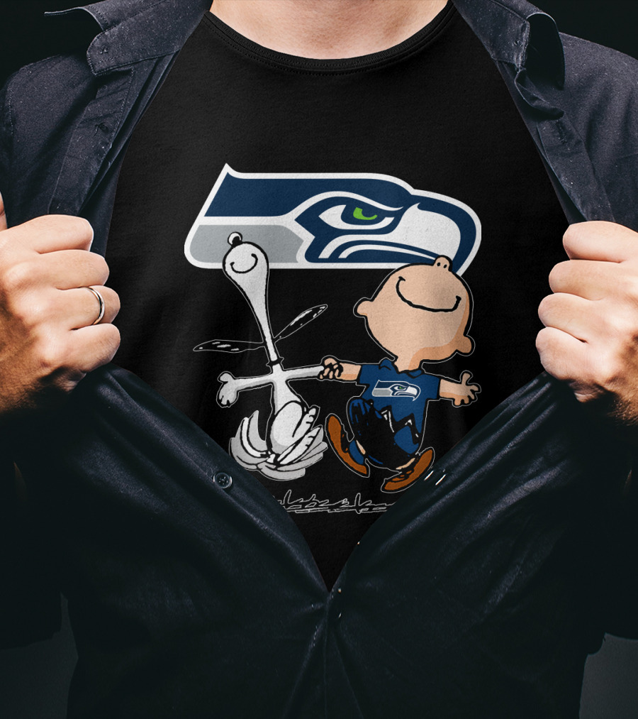 Snoopy Dance Seattle Seahawks Logo Charlie Brown T-Shirt