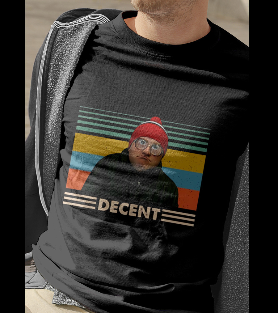 DEcent Retro Stripes Red Beanie Glasses Character T-Shirt