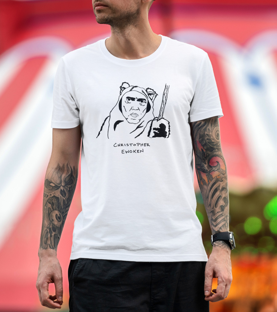 Christopher Ewoken Star Wars Parody with Hooded Character and Staff T-Shirt