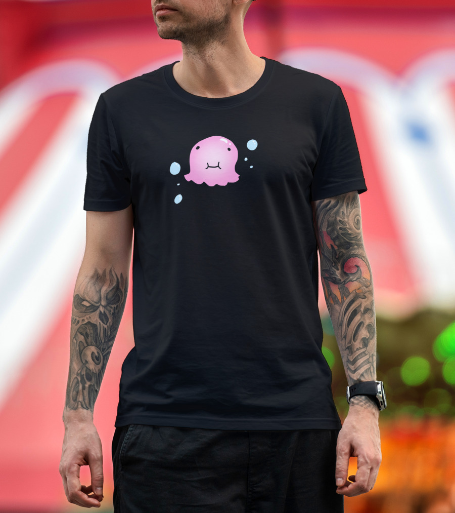 Kawaii Pink Jellyfish with Bubbles T-Shirt