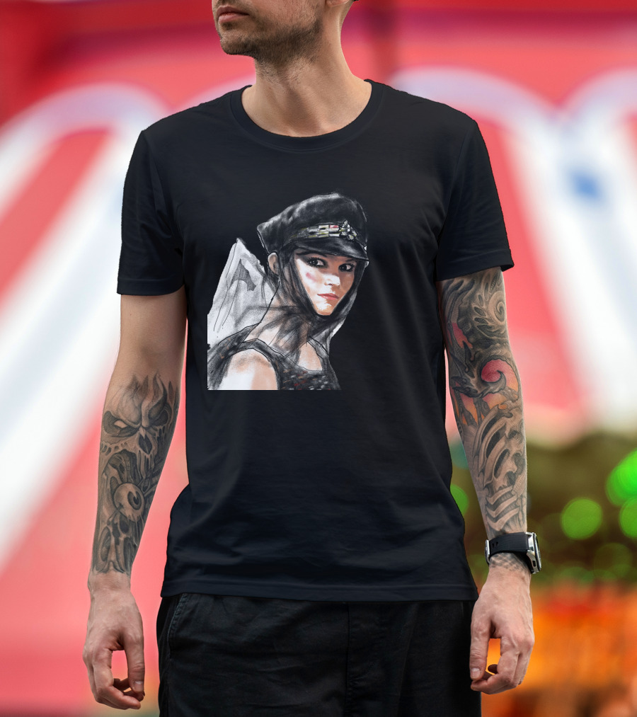 ''Lets Go to Hamburg Fashion Illustration Woman in Black Cap and Mesh Outfit'' T-Shirt