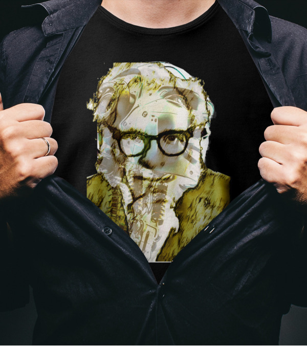 Mechanical Thinker With Robot Elements Overlay T-Shirt