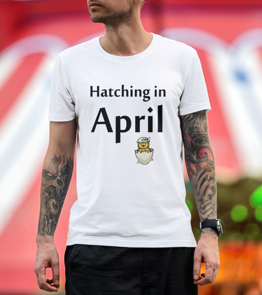 Hatching in April Eggshell Chick Cartoon T-Shirt
