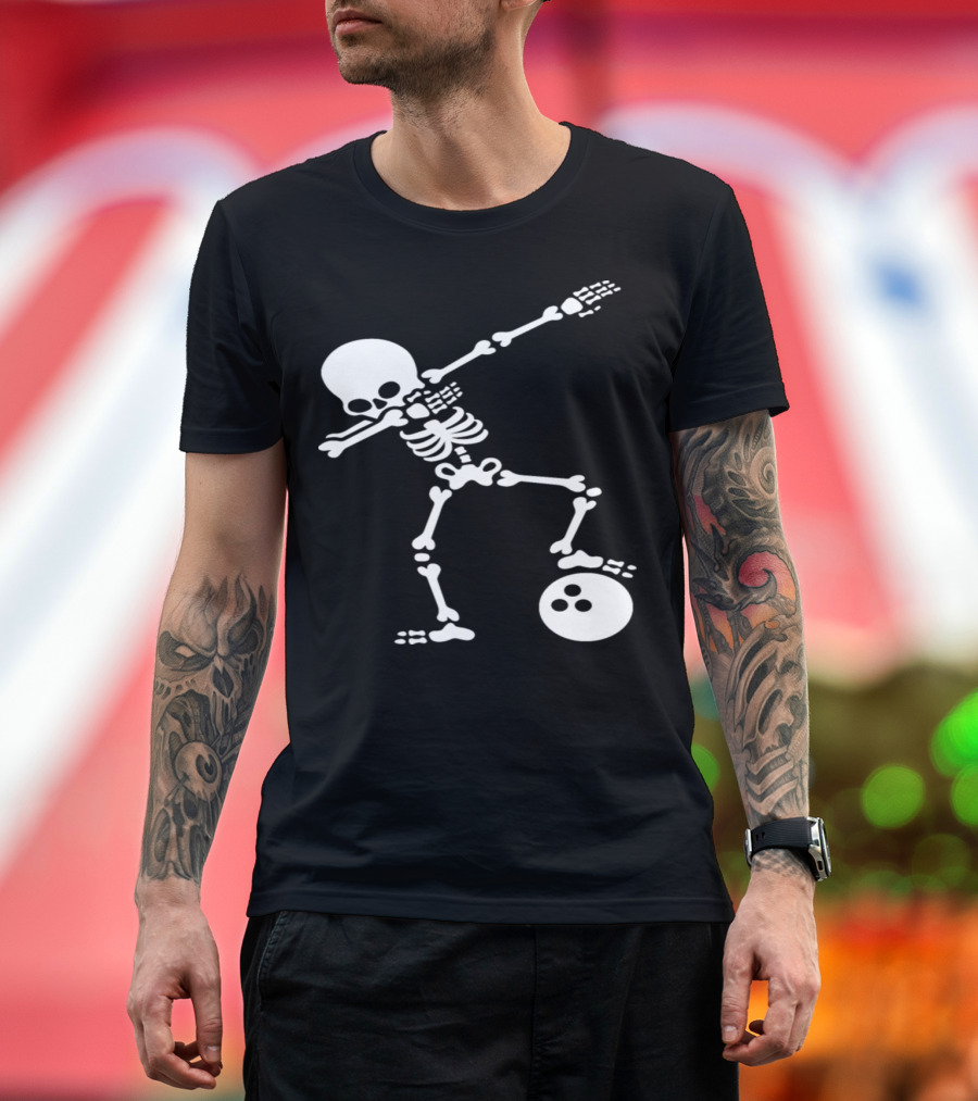 Bowling Skeleton Dabbing Strike Pose T-Shirt