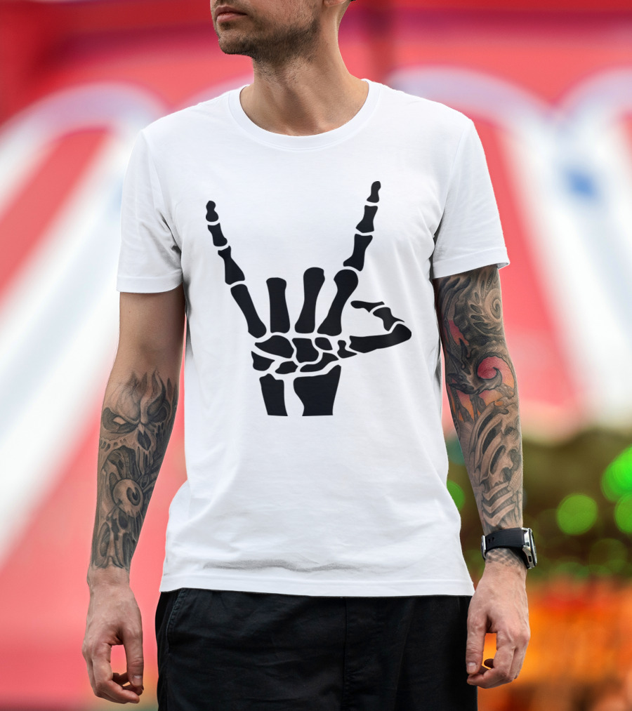 Rock Hand Skeleton Gesture T-Shirt