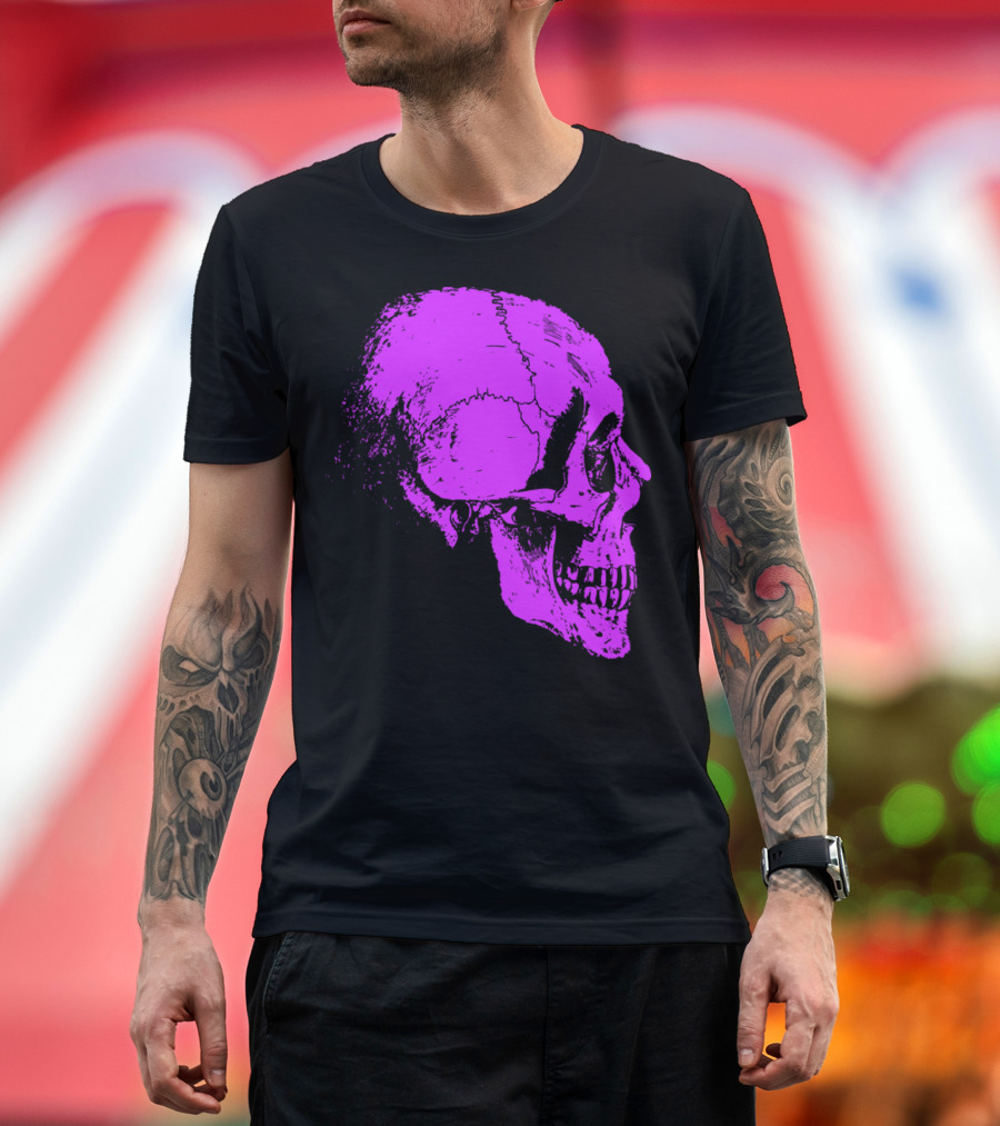 Girly Skeleton Head Pink Skull T-Shirt