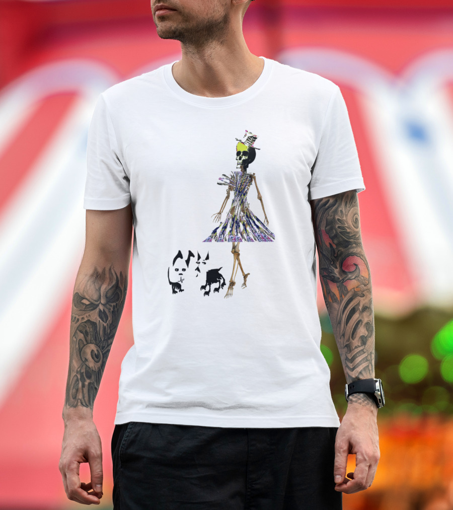 Out Walking the Dogs Skel Skeleton with Pets Dress Hat T-Shirt