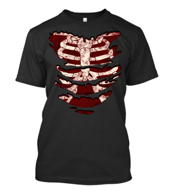 Skeleton Torso Under Torn Vintage Look T-Shirt