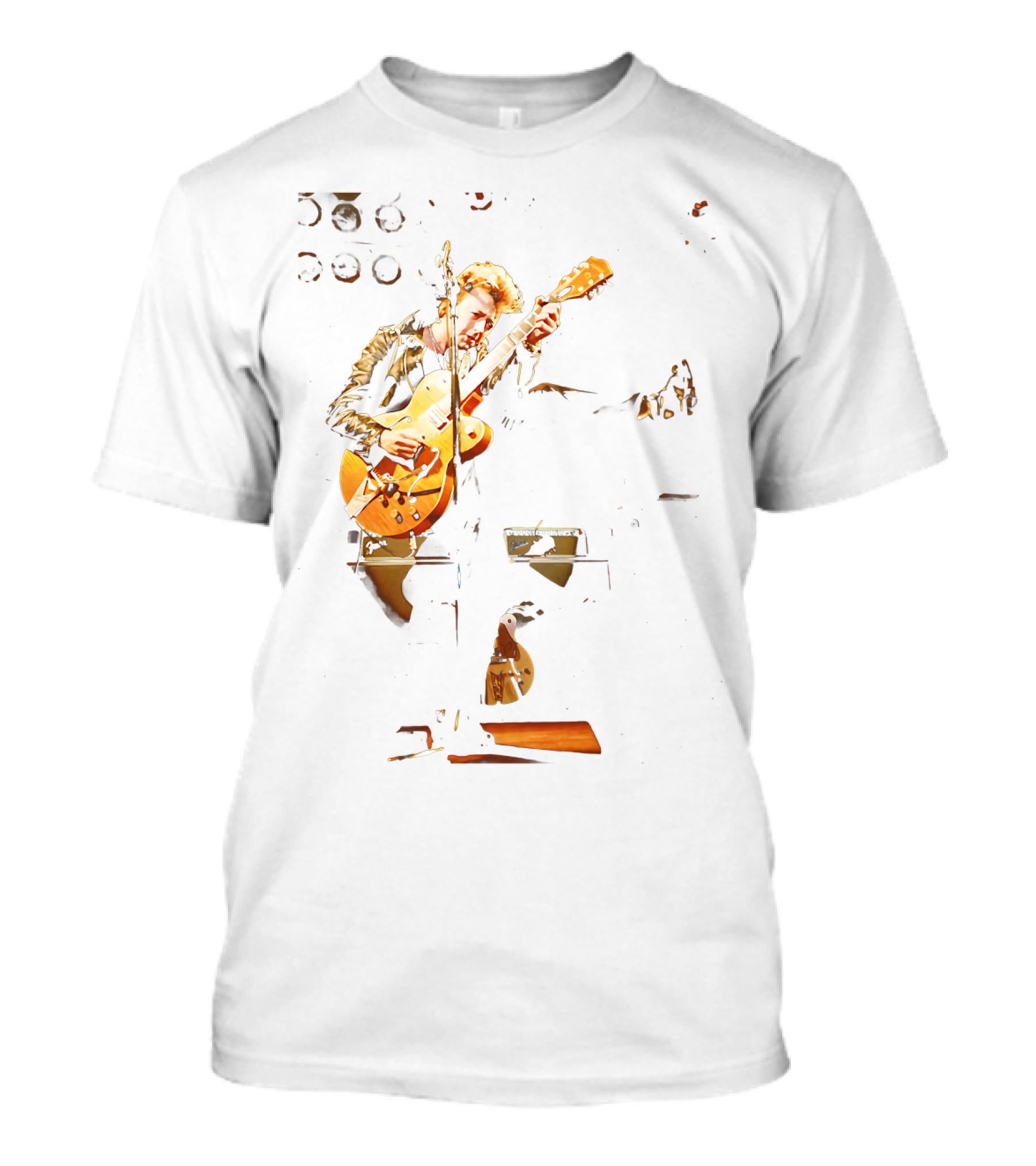 Straycats Rockabilly Guitarist In Leather Jacket T-Shirt