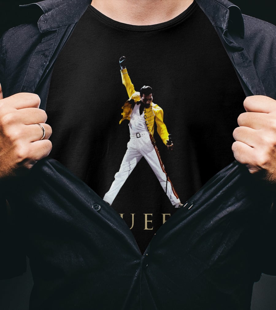 Queen Freddie Mercury Yellow Jacket Iconic Pose T-Shirt