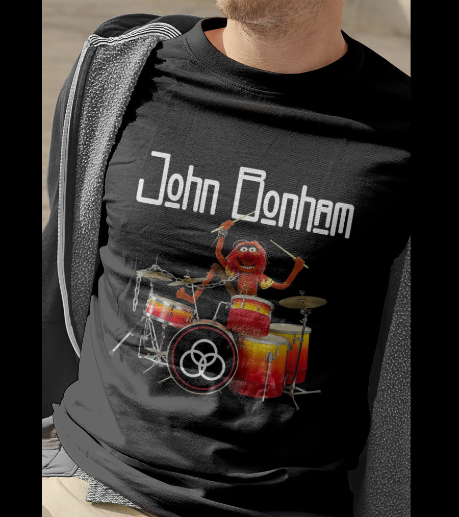 John Bonham Drums Animal Muppets Iconic Performance Image T-Shirt