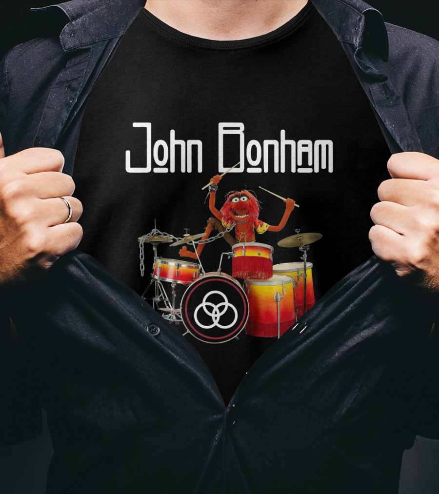 John Bonham Drums Animal Muppets Iconic Performance Image T-Shirt